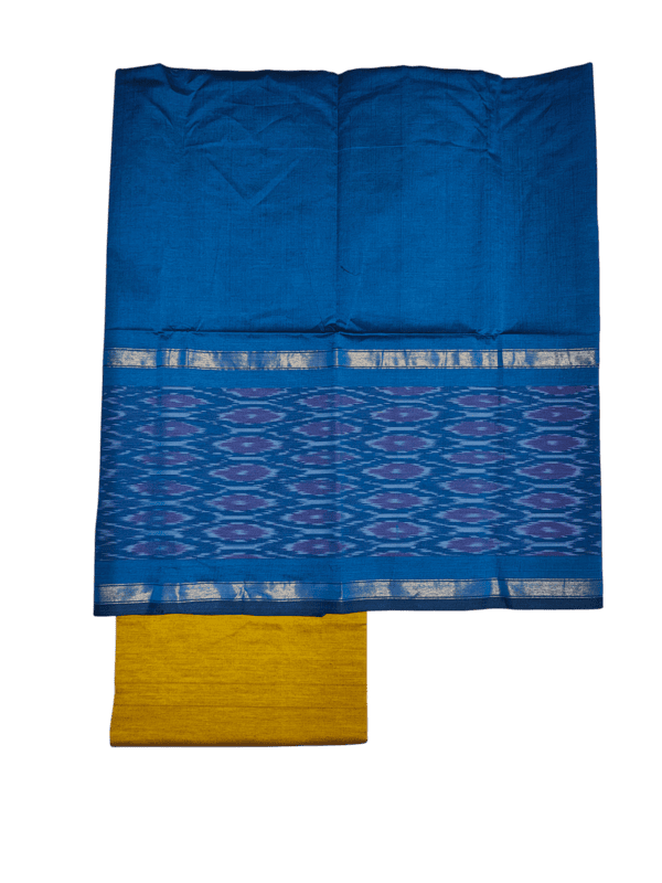 Firoza & Mustard Pochampally Ikkat Silk Unstitched Suit Set