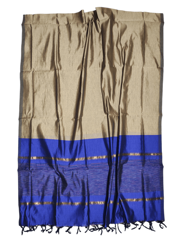 Lavender & Beige Pochampally Ikkat Silk Dress Material with Dupatta