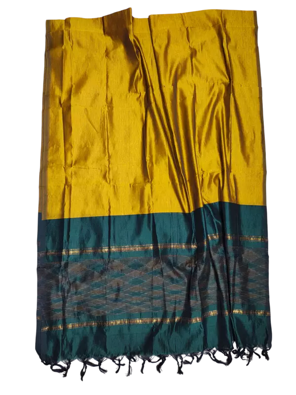 Green & Maroon Pochampally Ikkat Silk Dress Material with Dupatta