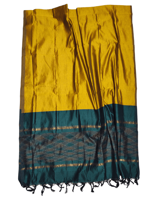 Green & Maroon Pochampally Ikkat Silk Dress Material with Dupatta