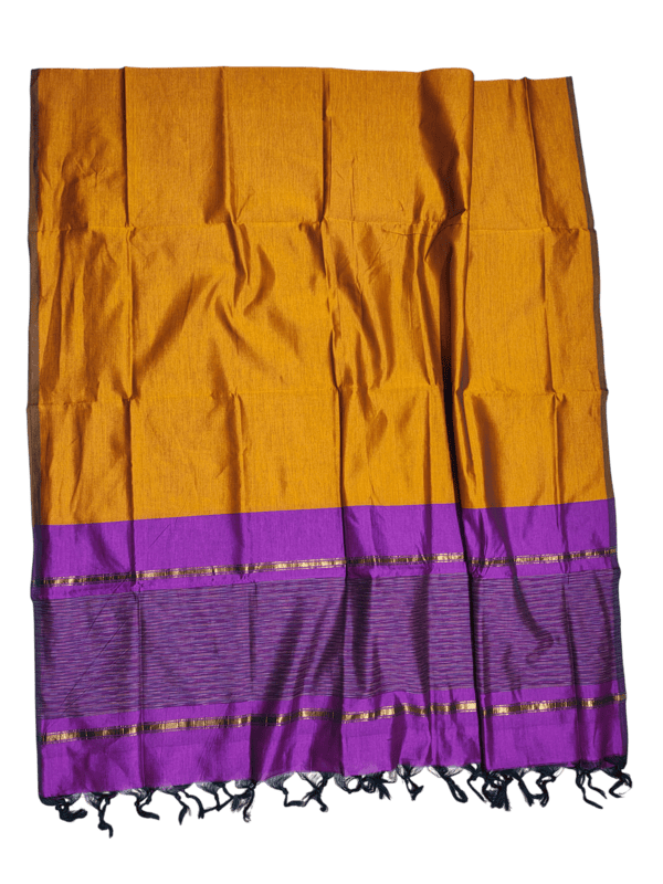 Purple & Mustard Pochampally Ikkat Silk Unstitched Suit Set