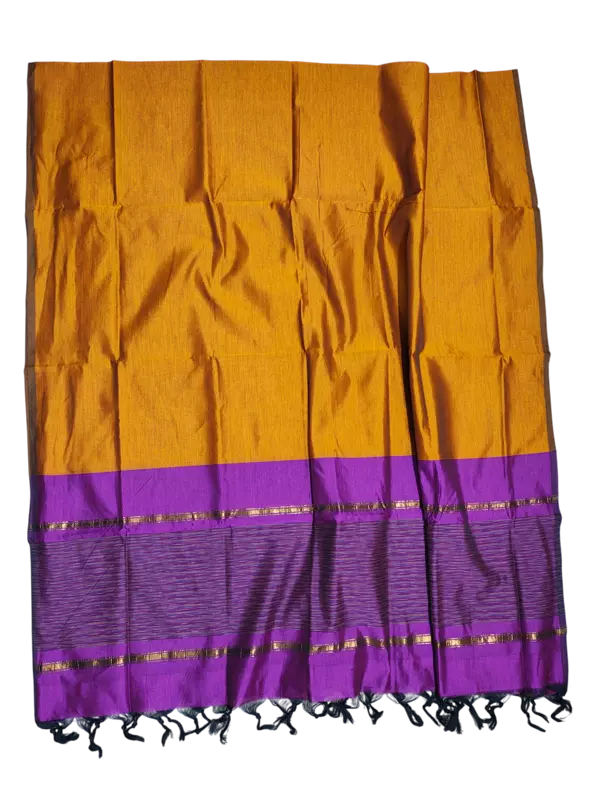 Purple & Mustard Pochampally Ikkat Silk Unstitched Suit Set