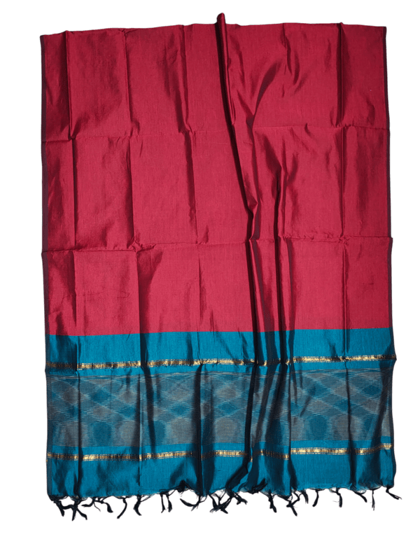 Firoza & Maroon Pochampally Ikkat Silk Unstitched Suit Set