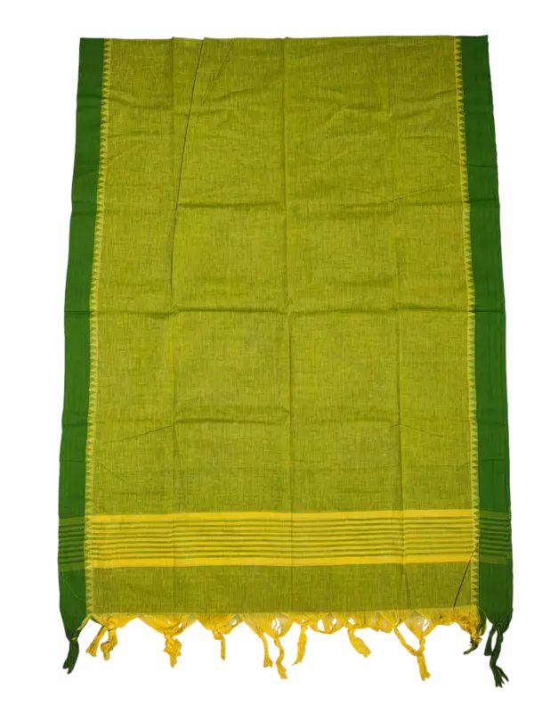 Green Handloom Cotton Unstitched Salwar Suit Set with Dupatta for Women