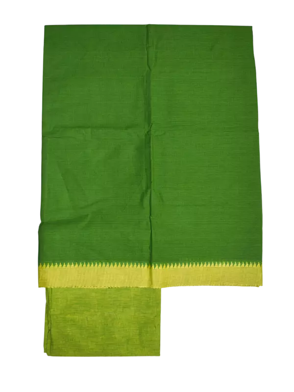 Green Handloom Cotton Unstitched Salwar Suit Set with Dupatta for Women