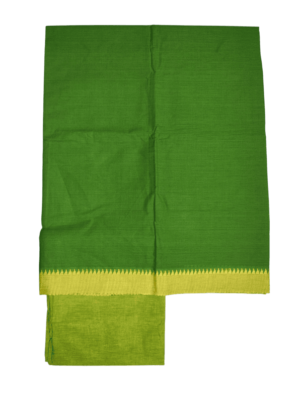 Green Handloom Cotton Unstitched Salwar Suit Set with Dupatta for Women