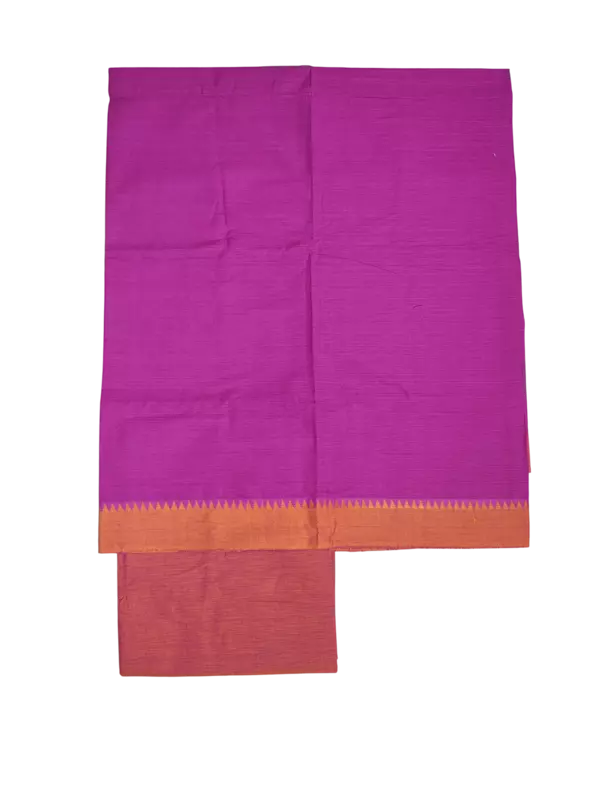 Purple Handloom South Cotton Unstitched Salwar Suit Set with Dupatta for Women