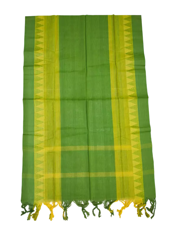 Olive Green Handloom Cotton Unstitched Salwar Suit Set with Dupatta for Women