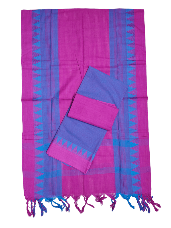 Lavender Handloom South Cotton Unstitched Salwar Suit Set with Dupatta for Women
