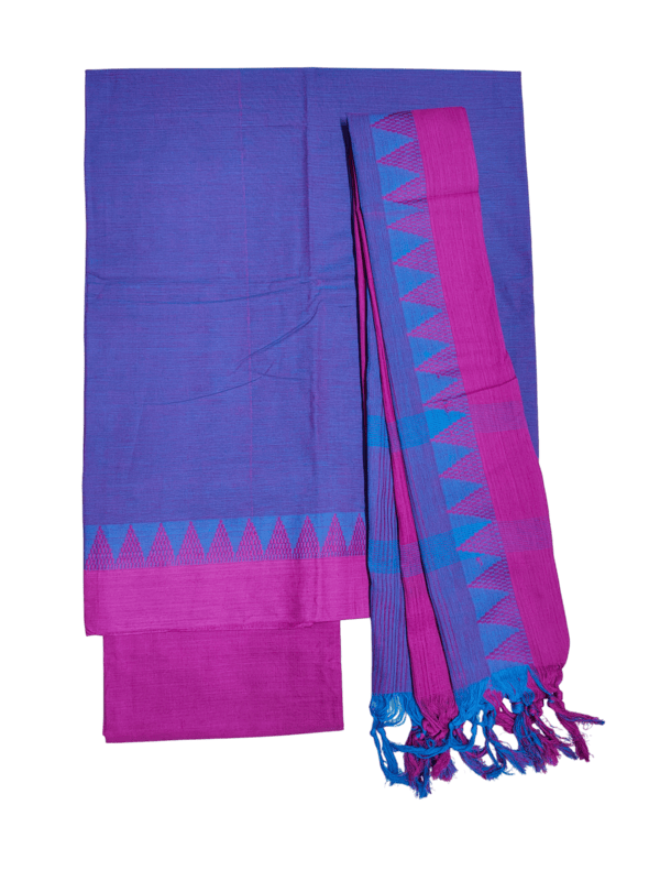 Lavender Handloom South Cotton Unstitched Salwar Suit Set with Dupatta for Women