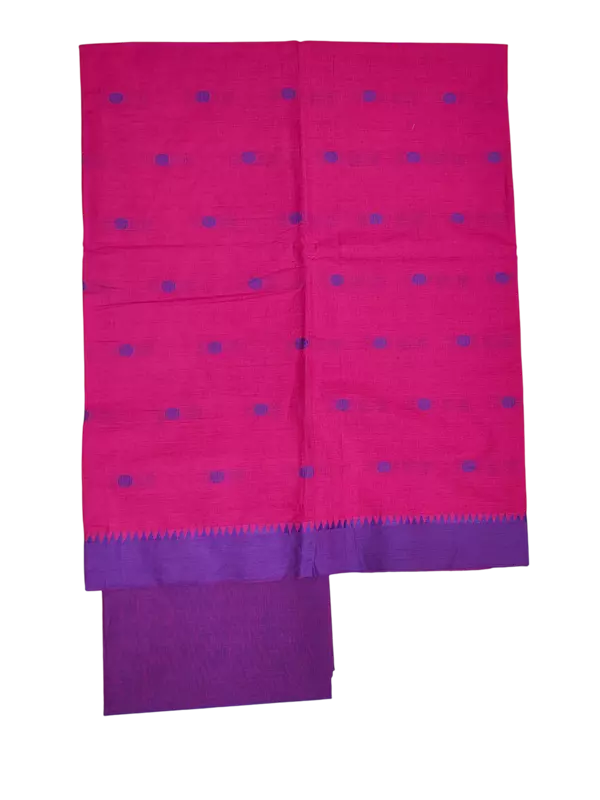 Pink & Purple Handloom Mangalagiri Cotton Dress Materials for Women