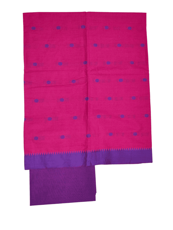 Pink & Purple Handloom Mangalagiri Cotton Dress Materials for Women