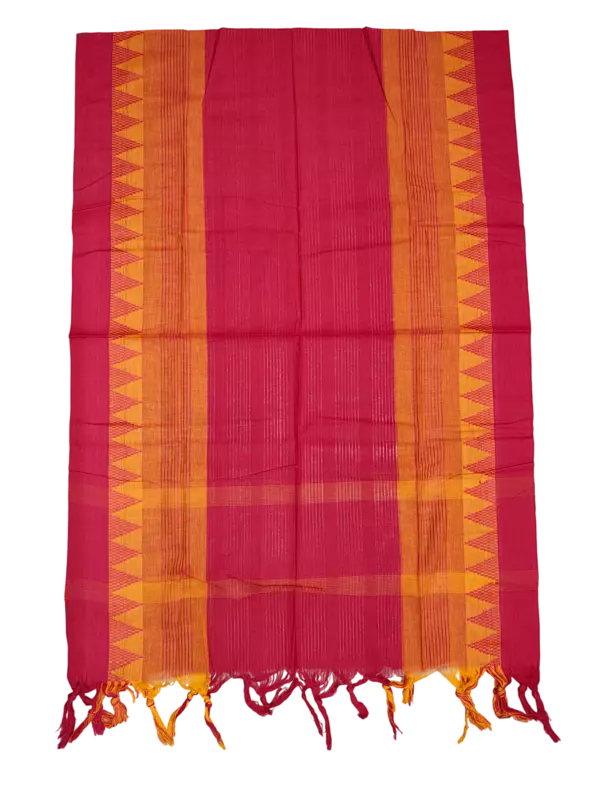 Red & Orange Handloom Cotton Dress Materials for Women