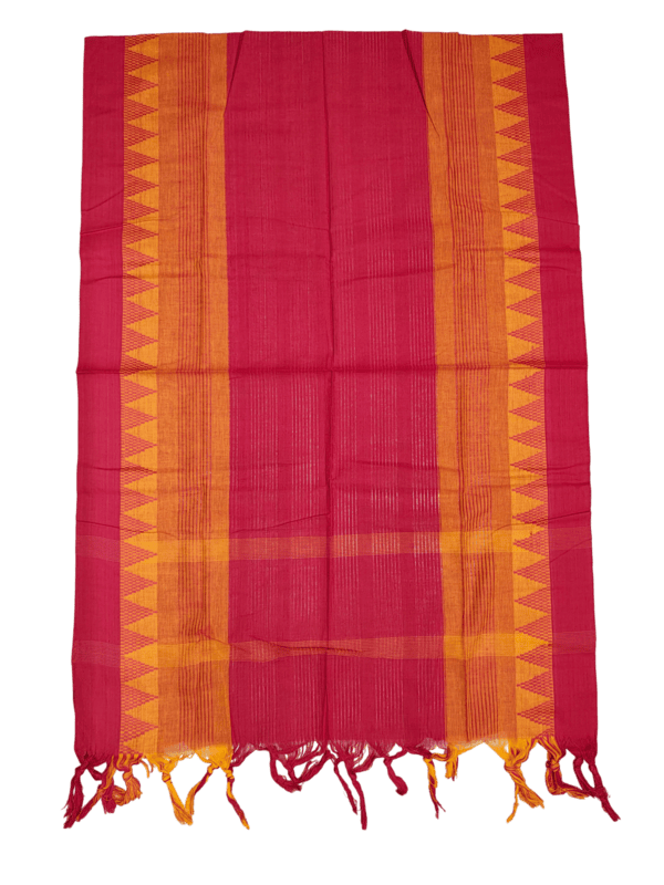 Red & Orange Handloom Cotton Dress Materials for Women