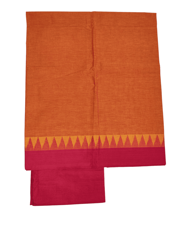 Red & Orange Handloom Cotton Dress Materials for Women