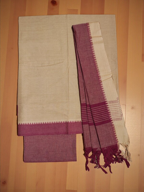 Maroon Mangalagiri Cotton Dress Materials for Women