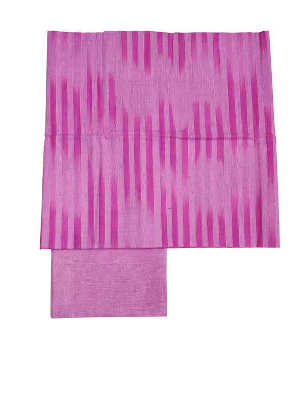 Pink Ikkat Cotton Unstitched Salwar Suit Set with Dupatta