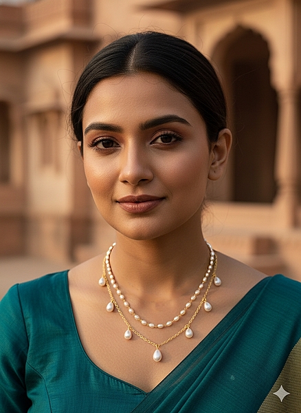 Necklace Two Layer Pearl