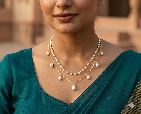 Necklace Two Line Pearl