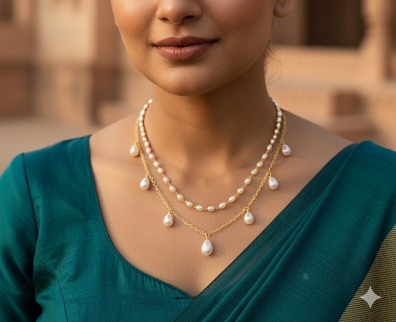 Necklace Two Line Pearl