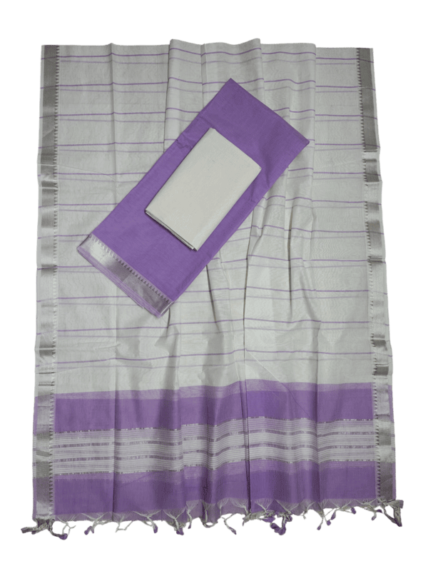 Lavender Mangalagiri Cotton Unstitched Salwar Suit Set with Dupatta for Women