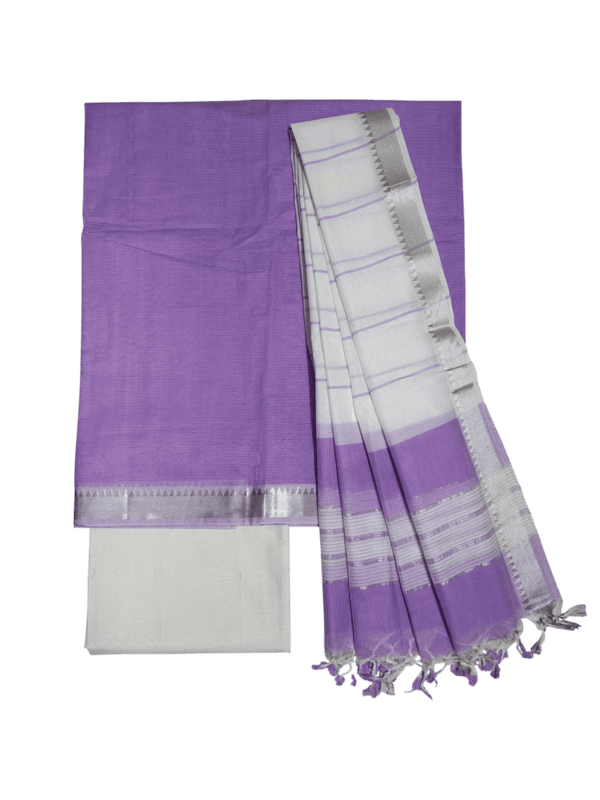 Lavender Mangalagiri Cotton Unstitched Salwar Suit Set with Dupatta for Women