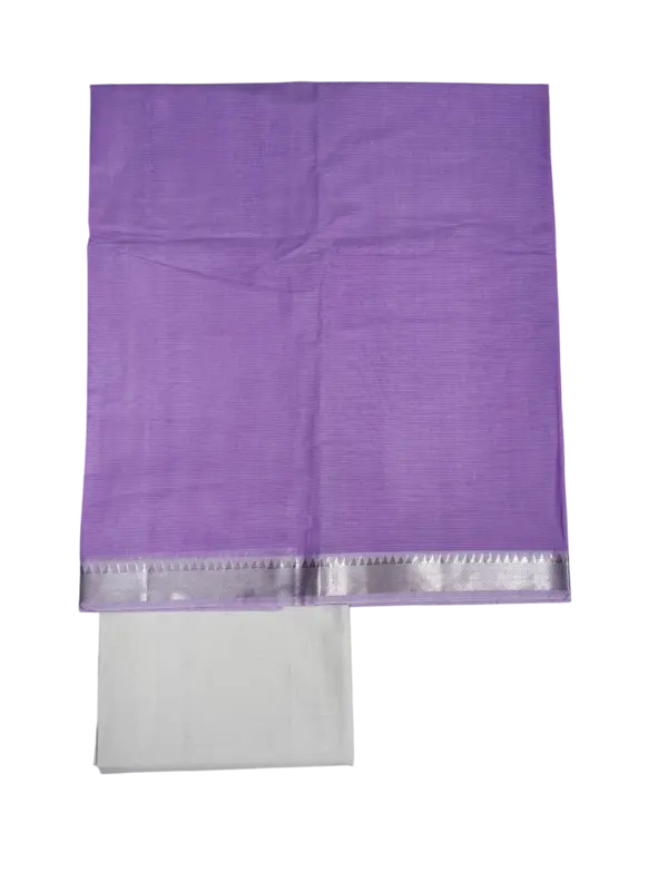 Lavender Mangalagiri Cotton Unstitched Salwar Suit Set with Dupatta for Women