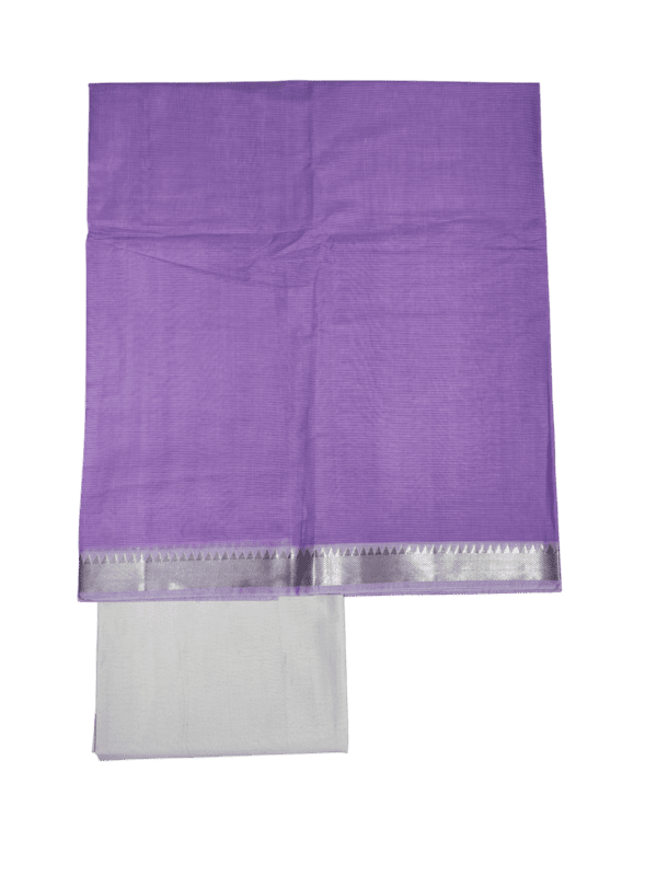 Lavender Mangalagiri Cotton Unstitched Salwar Suit Set with Dupatta for Women