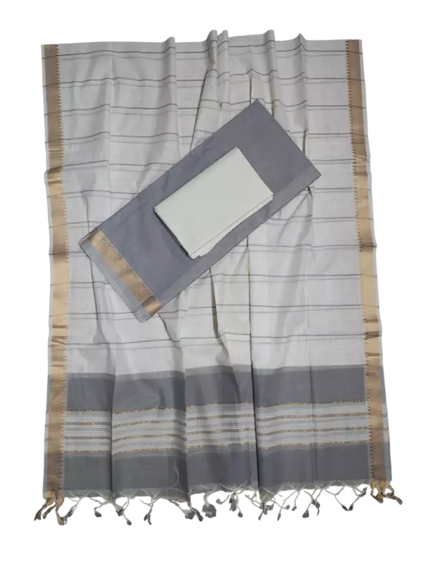 Grey Mangalagiri Cotton Dress Materials for Women