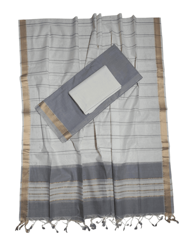 Grey Mangalagiri Cotton Dress Materials for Women