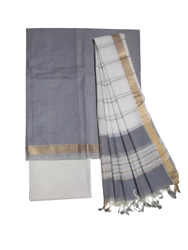 Grey Mangalagiri Cotton Dress Materials for Women