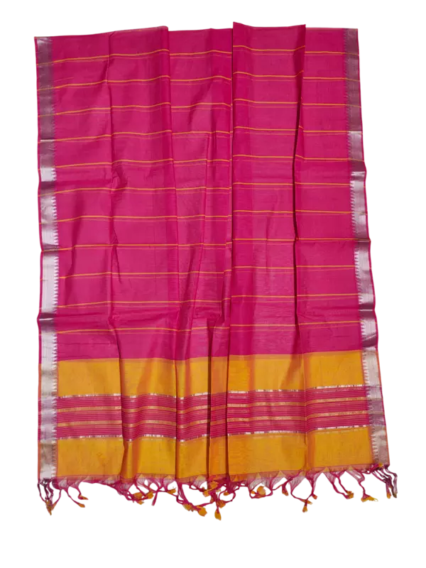 Mustard & Pink Mangalagiri Handloom Cotton Dress Materials for Women