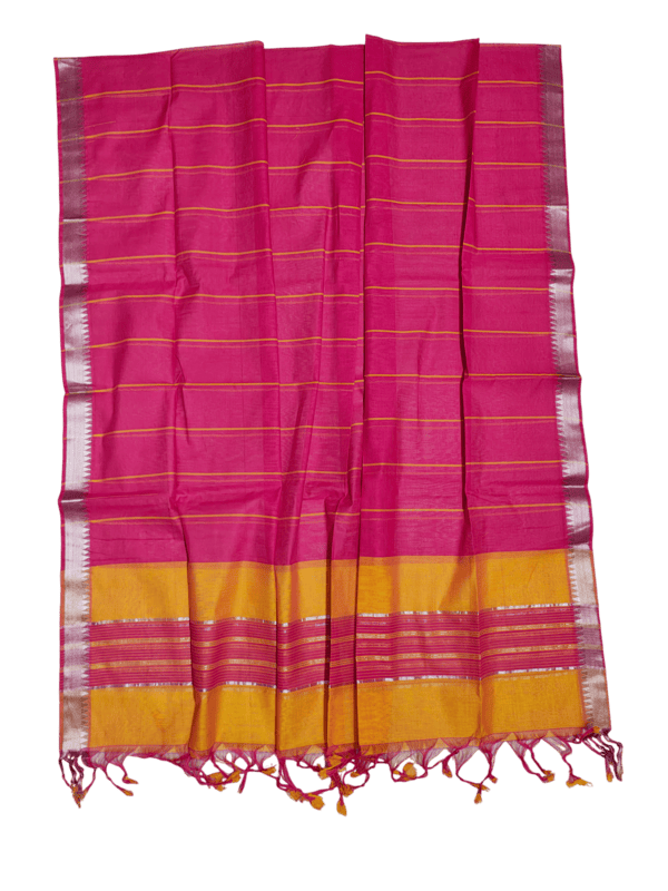 Mustard & Pink Mangalagiri Handloom Cotton Dress Materials for Women