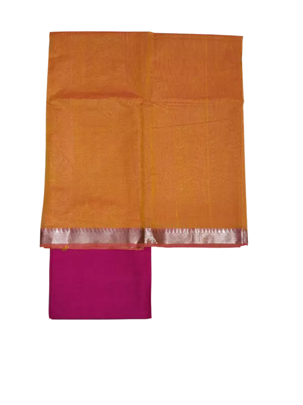 Mustard & Pink Mangalagiri Handloom Cotton Dress Materials for Women