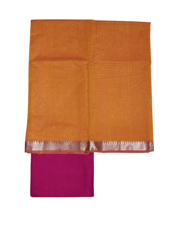 Mustard & Pink Mangalagiri Handloom Cotton Dress Materials for Women