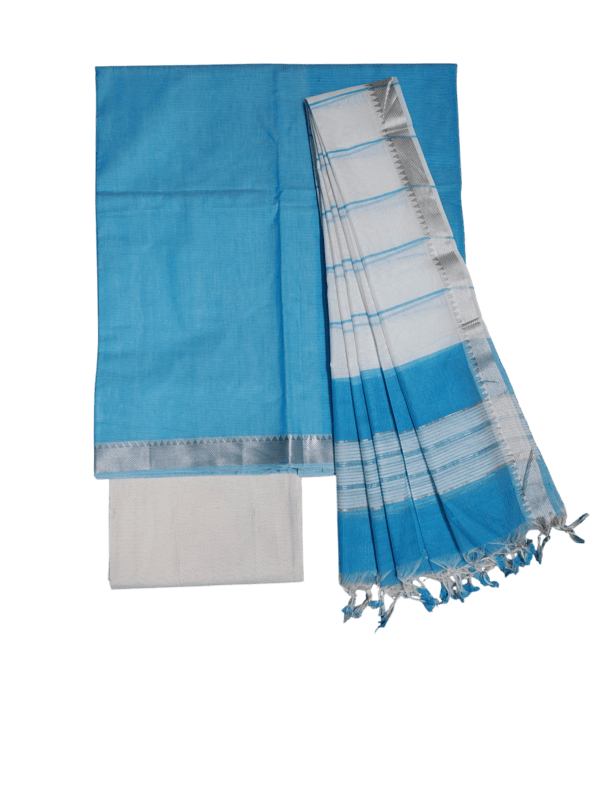 Sky Blue Mangalagiri Cotton Dress Materials for Women