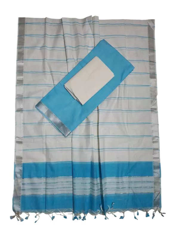Sky Blue Mangalagiri Cotton Dress Materials for Women