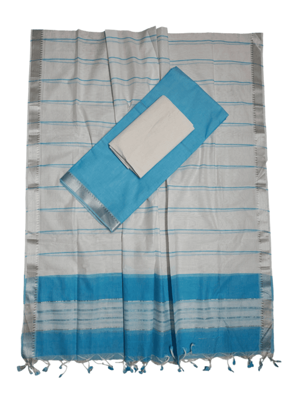 Sky Blue Mangalagiri Cotton Dress Materials for Women