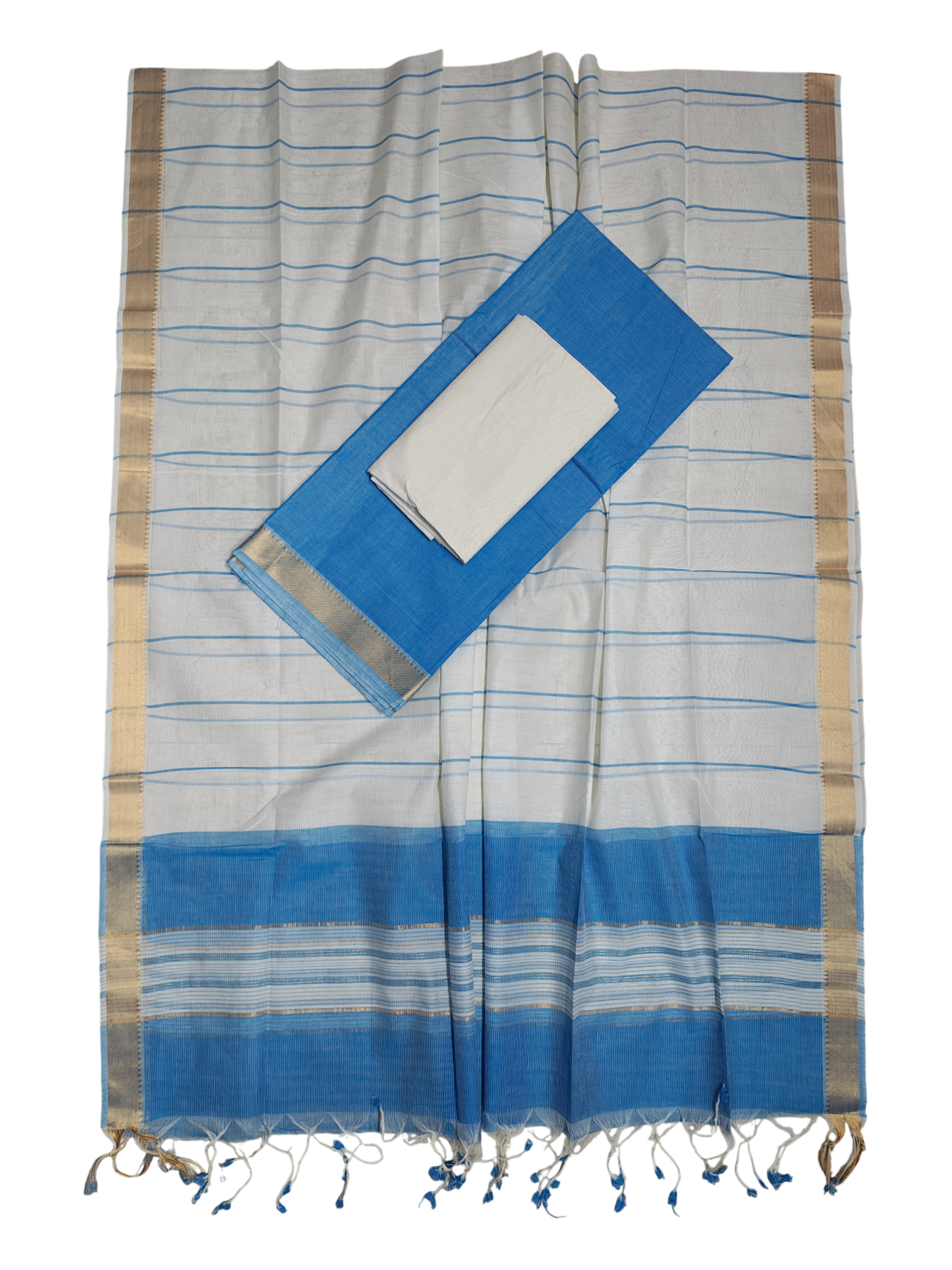 Dark Blue Mangalagiri Cotton Dress Materials for Women