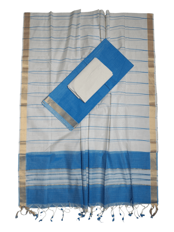 Dark Blue Mangalagiri Cotton Dress Materials for Women