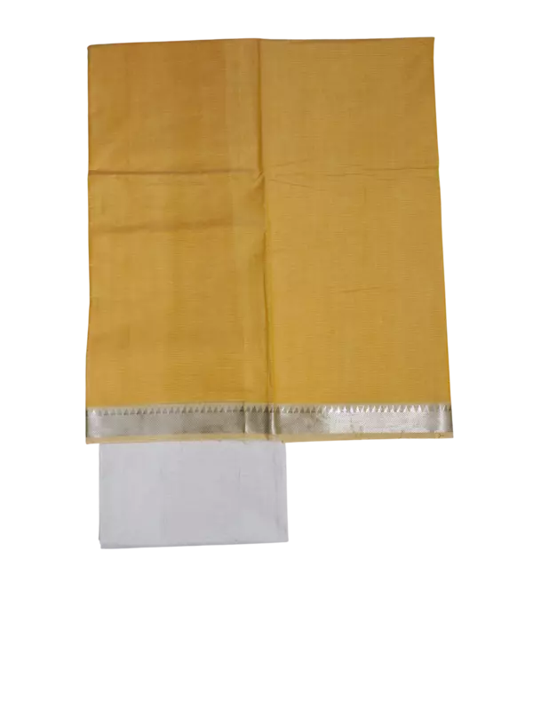 Mustard Mangalagiri Handloom Cotton Dress Materials for Women