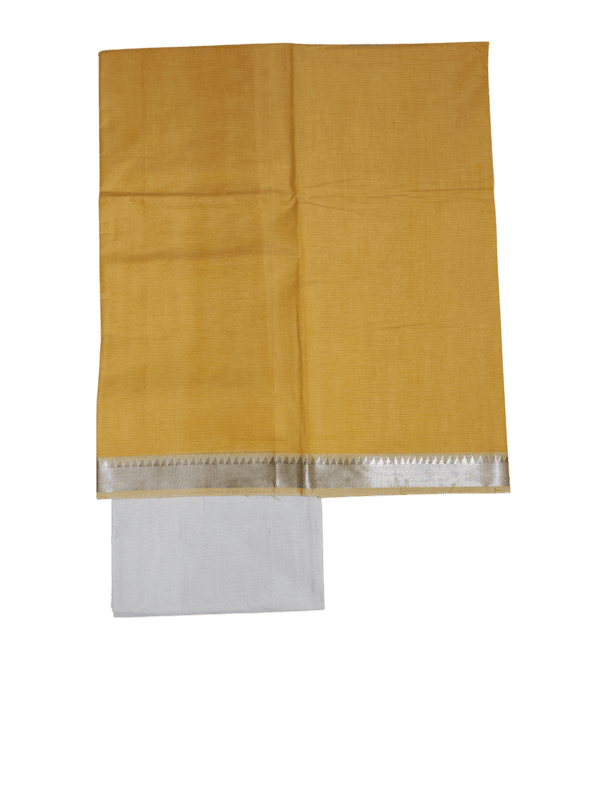 Mustard Mangalagiri Handloom Cotton Dress Materials for Women