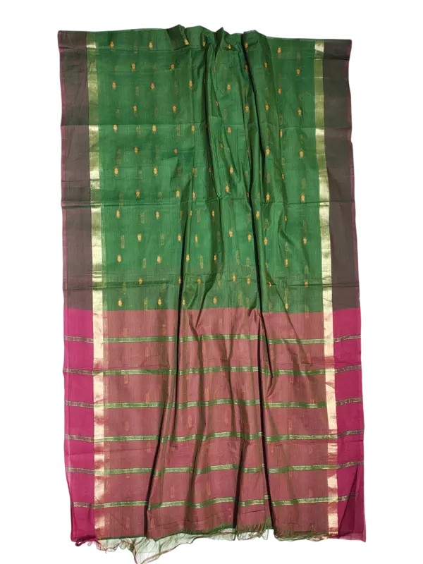 Green Mangalagiri Handloom Cotton Saree with Blouse Piece