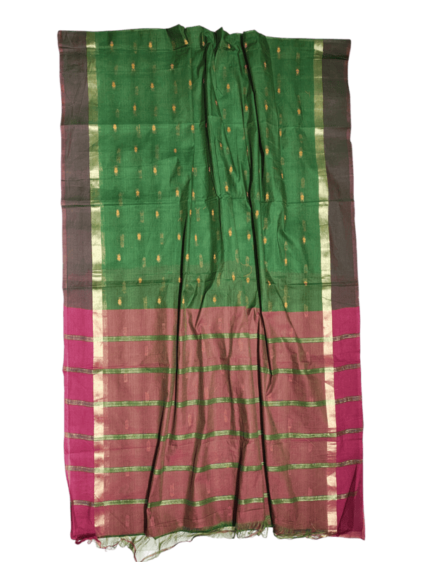 Green Mangalagiri Handloom Cotton Saree with Blouse Piece