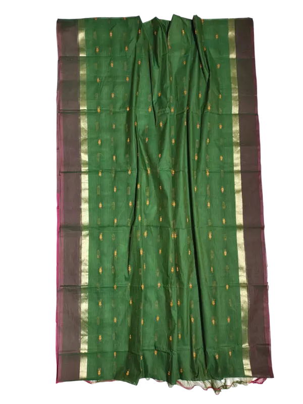 Green Mangalagiri Handloom Cotton Saree with Blouse Piece
