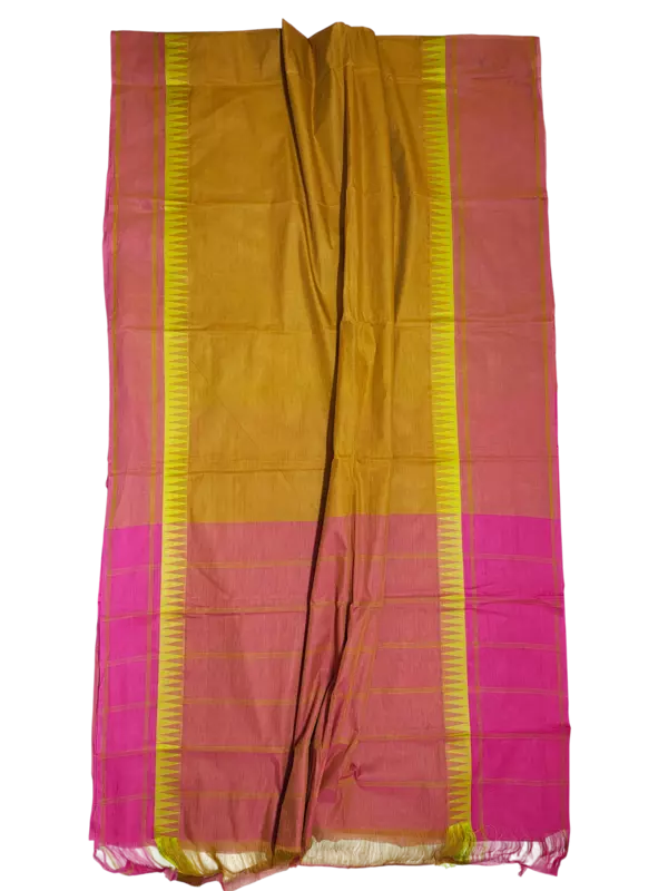 Mustard Mangalagiri Handloom Cotton Saree with Blouse Piece