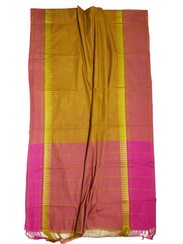 Mustard Mangalagiri Handloom Cotton Saree with Blouse Piece