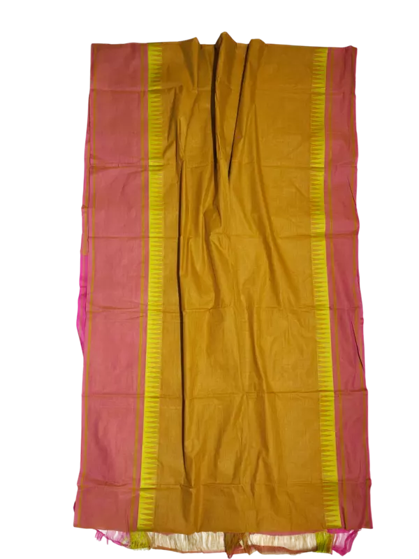 Mustard Mangalagiri Handloom Cotton Saree with Blouse Piece