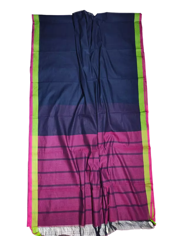 Dark Blue Mangalagiri Handloom Cotton Saree with Blouse Piece