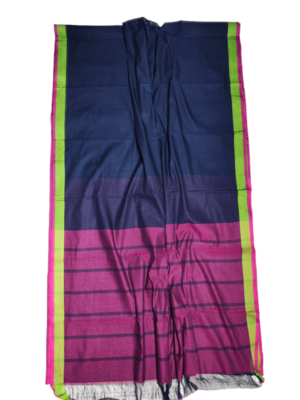 Dark Blue Mangalagiri Handloom Cotton Saree with Blouse Piece